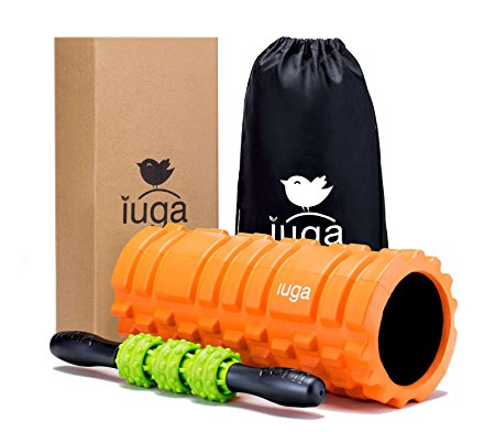 IUGA Foam Roller and Massage 2 in 1 Set, Trigger Point Therapy - Myofascial Release - Muscle Roller for Fitness, CrossFit, Yoga & Pilates