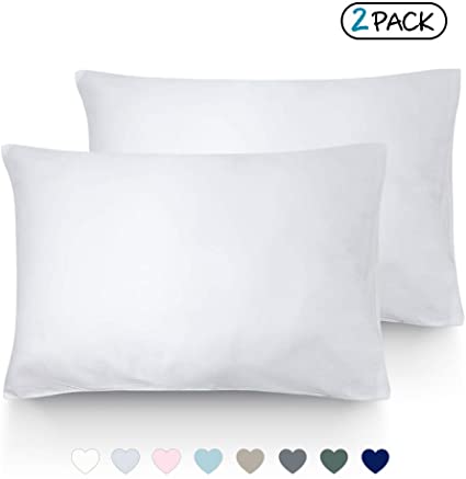 LULUSILK Organic Cotton Toddler Pillowcase 14 x 20, Travel Pillow Case with Envelope Closure, Ivory (2 Pack)