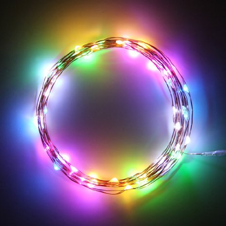 Addlon LED Starry String Lights,110V flexible Copper Wire with 33ft,100leds with 5v Power Adapter (UL certified) for Outdoor and Indoor Environments,wedding,christmas Party (Rainbow Color)