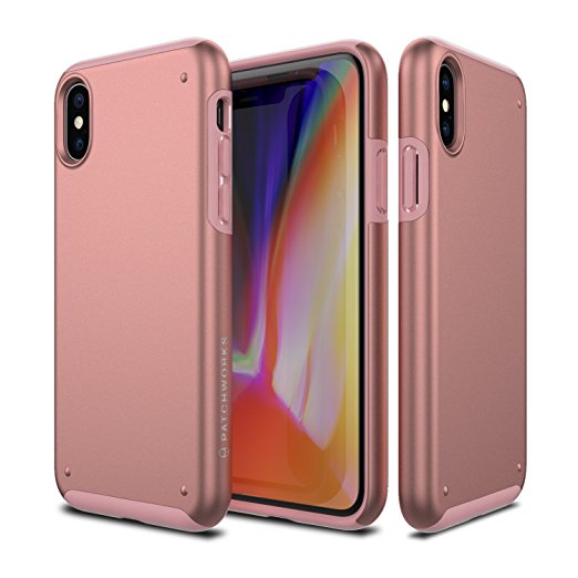 iPhone X Case, Patchworks [Chroma Series] Hybrid Soft Inner TPU Hard Matte Finish PC Back Cover Military Grade Drop Tested Dual Layer Case for iPhone X / 10 (2017) - Rose Gold