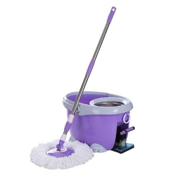 Ohuhu Easy Wring Spin Mop and Bucket System with 2 Mop Heads