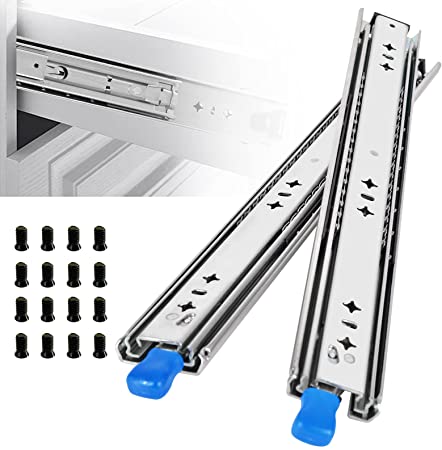 28 inch Heavy Duty Drawer Slides with Lock Thicken 3-Fold Full Extension Ball Bearing Heavy Drawer Slides 250 lb Load Bearing Capacity, 1-Pair