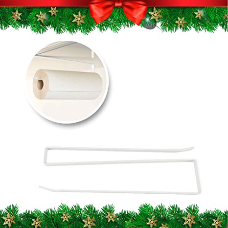 CHRISTMAS GIFT Paper Towel Holder | Awesome Plug Type Wall Mount Paper Towel Hanger for Bathroom Kitchen Cabinet | Durable Carbon Steel Hook Organizer for Standard / Regular Sized Roll | 1295