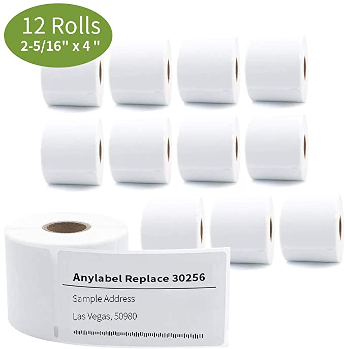 Anylabel 2-5/16" X 4" Large Shipping Labels Compatible DYMO 30256, Postage Address Labels for Labelwriter 450 4XL Premium Adhesive (12 Rolls, 300/Roll)