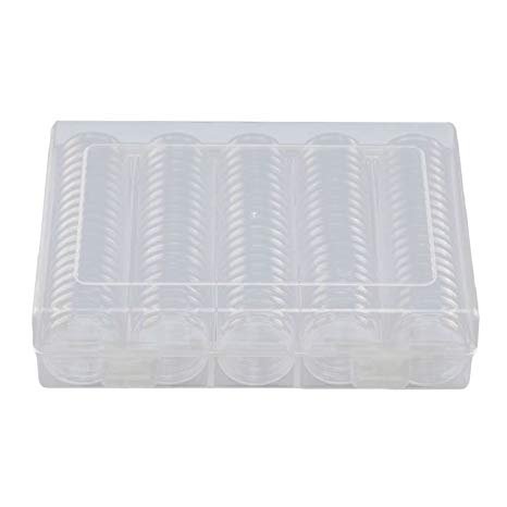 100pcs 30mm Clear Plastic Round Coin Display Capsules Container Holder Storage Case Box Organizer for Collectors (Suit for 30mm Coin)