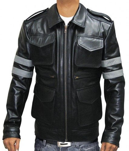 RE6 Black Leather Moto Jacket - 100% Real Leather
