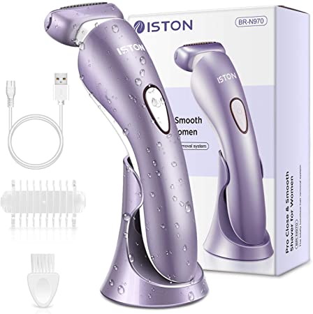 Electric Razor for Women, ISTON Rechargeable Wet and Dry Painless Womens Shaver Body Hair Remover for Face Legs Underarms and Bikini Trimmer Cordless Waterproof Hair Lady Shaver with LED Light