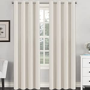 H.VERSAILTEX Room Darkening Curtains for Living Room Light Reducing Thermal Insulated Window Treatment Panels/Drapes Grommet Top 2 Panels (Ivory - 52 x 96 Inches)