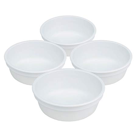 Set of 4 - Re-Play Made in USA 5" Heavy Duty White Bowls | Virtually Indestructible Eco Friendly Recycled HDPE| Great for Outdoor, Camping, Party, Tailgating or Everyday Dining|