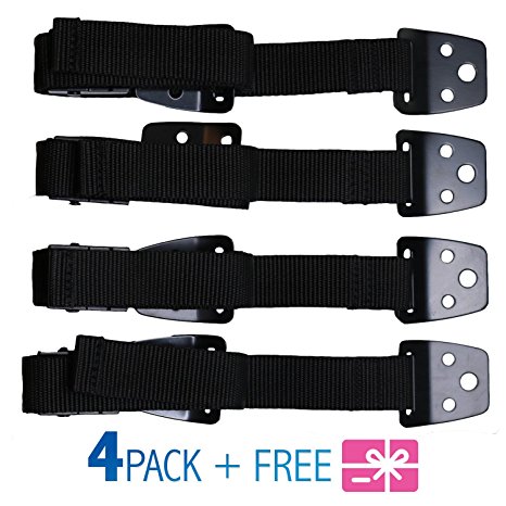 Sage Parenting - All METAL Anti Tip Furniture Straps | TV Straps | Baby Proof Strap | Flat Screen TV Strap| Baby Safety | Childproof TV | TV Anchor|4 Pack | FREE GIFT