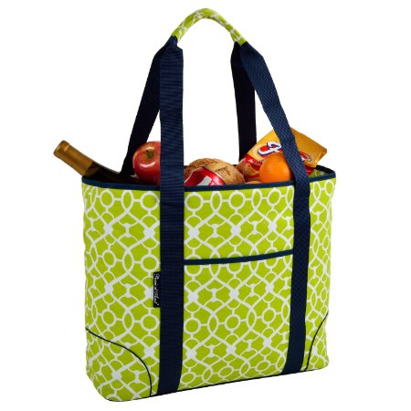 Picnic at Ascot  Extra Large Insulated Cooler Bag - 30 Can Tote - Trellis Green
