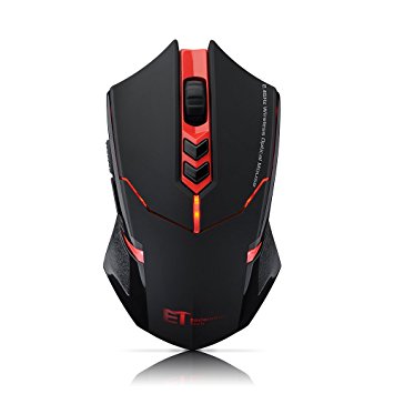 VicTop 2.4G Wireless 7-Button Gaming Mouse Gamer Mouse With Adjustable DPI (800, 1200, 1600, 2000, 2400), LED Backlight, Quiet Button Design, for Gamers, Office, Library, Home Use, for Notebook PC Laptop Computer Red LED Backlight