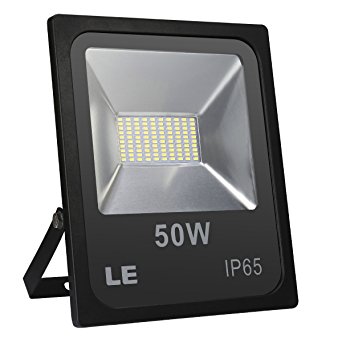 LE 50W 4000lm Super Bright Outdoor LED Flood Lights, Daylight White 6000K, 150W HPSL Equivalent, Waterproof, Security Lights, Indoor & Outdoor Floodlight. (No Plug)