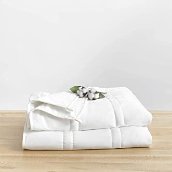 Baloo Soft 6.8kg Weighted Blanket, Comforter Size, Heavy Quilted Cotton in Pebble White, 90x90 inches