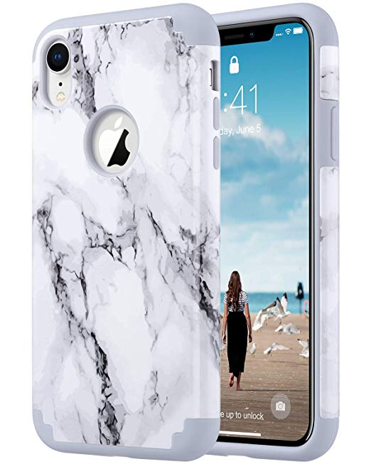 ULAK iPhone XR Case Marble, Slim Fit Hybrid Soft Silicone Hard Back Cover Anti Scratch Bumper Design Protective Case for Apple iPhone XR 6.1 inch 2018, Marble