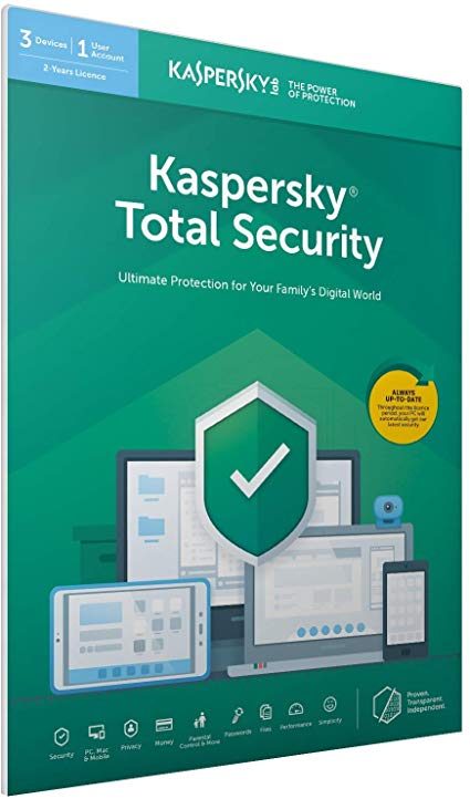 Kaspersky Total Security 2020 | 3 Devices | 2 Years | Antivirus, Secure VPN and Password Manager Included | PC/Mac/Android | Activation Code by Post