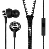 Zipbuds PRO mic Never Tangle Zipper Earbuds with Noise Canceling MicRemote Black