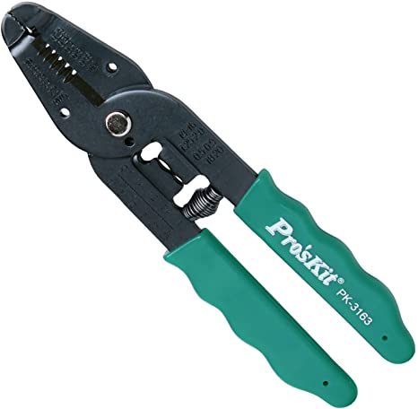 Electrician's Combination And Multi-Purpose Wire Stripper, Cutter and Crimping Tool, Used for Stripping Cutting Wire and Crimping Terminals. Hand-Operated Plier-Type (Pro’sKit 8PK-3163)