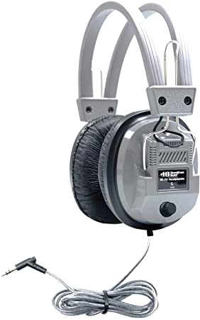 HamiltonBuhl SC-7V SchoolMate Deluxe Stereo Headphone with 3.5 mm Plug and Volume Control, Leatherette Cushions, Replaceable, Heavy-duty, Write-on, Reclosable Bag, Volume Control On Ear Cup