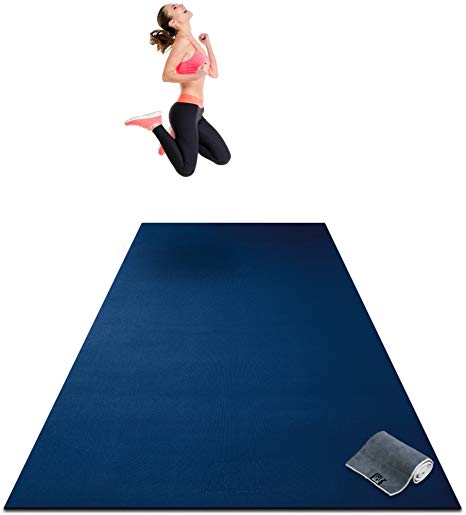 Premium Extra Large Exercise Mat - 10' x 4' x 1/4" Ultra Durable, Non-Slip, Workout Mats for Home Gym Flooring - Plyo, HIIT, Cardio Mat - Use With or Without Shoes (120" Long x 48" Wide x 6mm Thick)