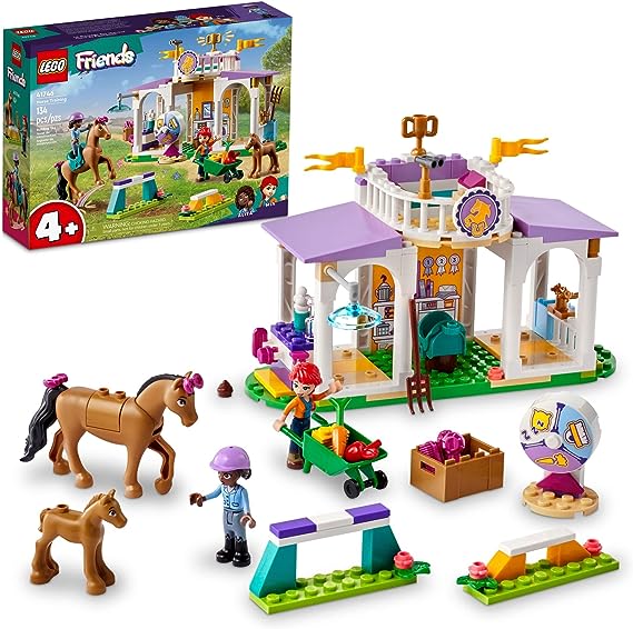 LEGO Friends Horse Training 41746 Toddler Building Toy, Great Birthday Gift for Ages 4  with 2 Mini-Dolls, Stable, 2 Horse Characters and Animal Care Accessories