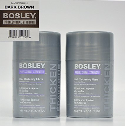 Bosley Hair Thickening Fibers Keratin Hair Fibers .42 oz (Dark Brown) 2 Pack