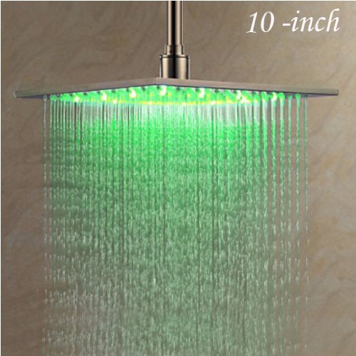 Rozin® Nickel Brushed 10-inch LED Changing Color Rainfall Shower Head Over-head Shower Spray