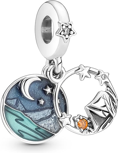 Pandora Camping Night Sky Double Dangle Charm Bracelet Charm Moments Bracelets - Stunning Women's Jewelry - Gift for Women - Made with Sterling Silver, Cubic Zirconia & Enamel