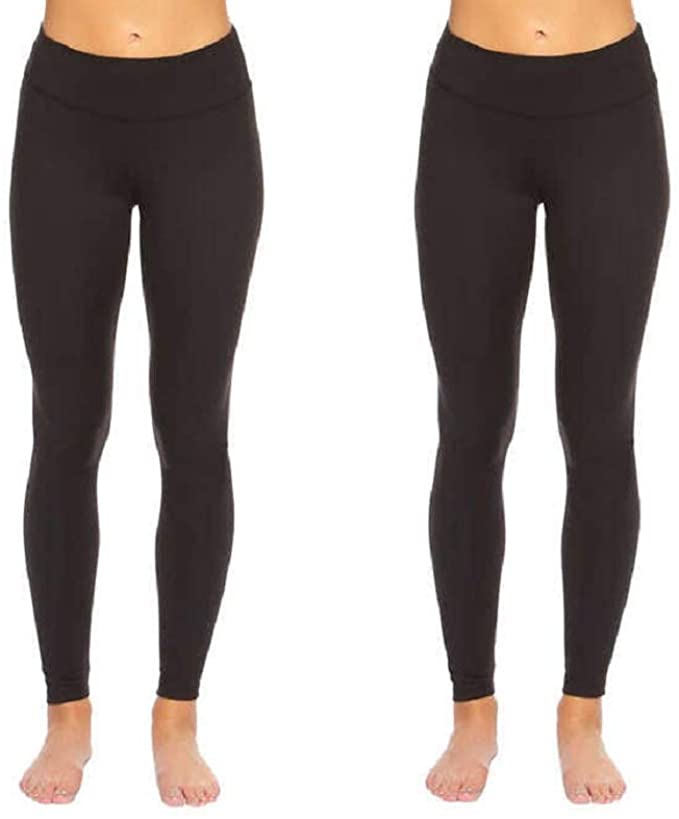 Felina Leggings Wide Waistband Suede Light Weight Super Soft Mid Rise Silhouette 2 Pack