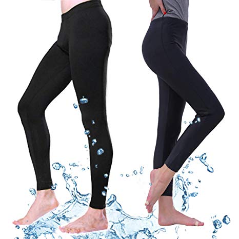 Fortuning's JDS® Swim Leggings, Men Women's UV Sun Protective Leggings - Unisex Compression Leggings Running Pants Yoga Workout Capris, Diving Snorkeling Surf Tights