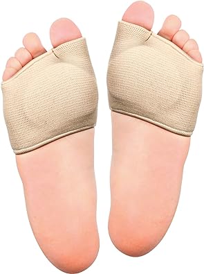 Metatarsal Sleeve, Metatarsal Pads, Forefoot Pads with Gel Sole, Half Sock for Relieving Metatarsalgia, Foot Pain (2 Pieces, Beige)