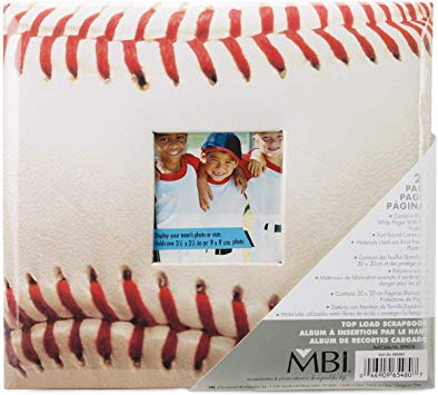 MCS MBI 9.6x8.5 Inch Baseball Theme Scrapbook Album with 8x8 Inch Pages with Photo Opening (865480)