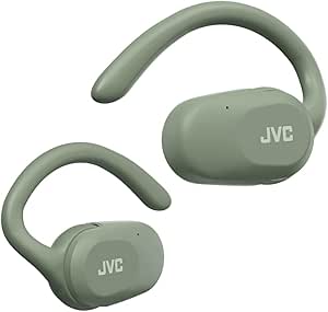 JVC nearphones Open Ear True Wireless Headphones with Pivot Motion Mecanism, 16mm Large Drivers Sound, Single Ear use, BT 5.4, Long Battery Life (up to 26 Hours) - HANP40TG (Green)