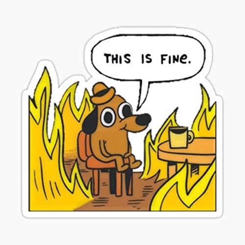 This is fine - Dog Fire Meme Sticker - Sticker Graphic - Auto, Wall, Laptop, Cell, Truck Sticker for Windows, Cars, Trucks