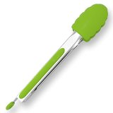 9 Inch Locking EZ-Grip Silicone Tipped and Stainless Steel Ergonomic Kitchen Tongs  Free Cookbook By Cooler Kitchen