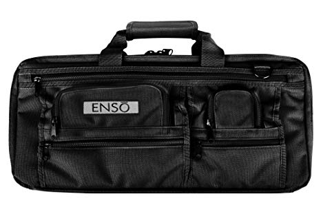 Enso Chef Knife Bag - 18 Pocket Professional Chefs Case - Canvas, Black