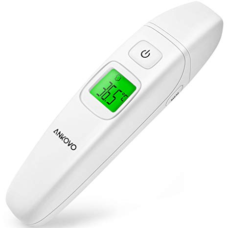 ANKOVO Thermometer for Fever Digital Medical Infrared Forehead and Ear Thermometer for Baby,Kids and Adults with Fever Indicator CE and FDA Approved