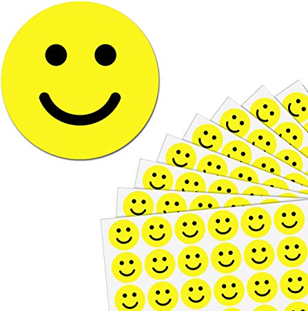 1" Yellow Happy Face Stickers - 50 Sheets, Pack of 1200