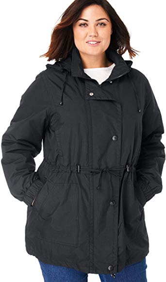 Woman Within Plus Size Women's Plus Size Fleece-Lined Taslon Anorak