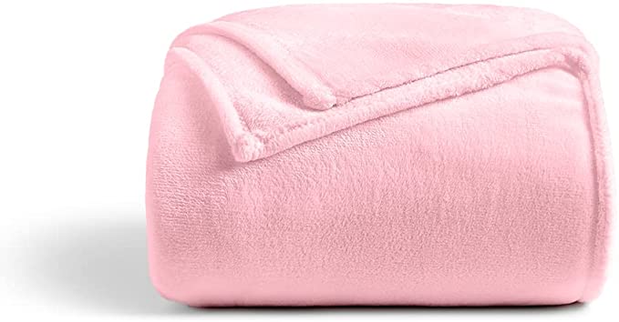Cosy House Collection Full/Queen Size Fleece Blanket – All Season, Lightweight & Plush - Microfiber Blankets for Bed, Couch or Travel - Pink