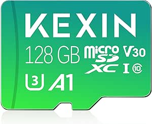 KEXIN 128GB Micro SD Card with Adapter - Up to 90MB/s 4K, V30, A1, C10, 4K UHD High Speed microSDXC UHS-I Memory Card Compatible with Action Camera Drone Game Console Smartphone Tablet,128G,Single