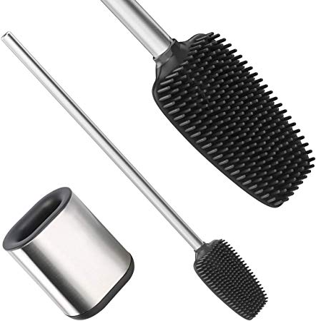 ZCCZ Compact Freestanding Toilet Brush, Stainless Steel Toilet Bowl Brush with Superhard Handle, for Bathroom Storage and Organization