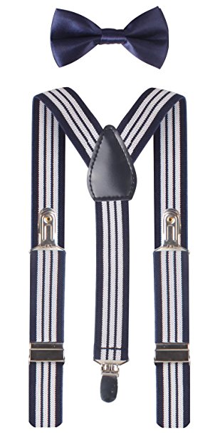 Sunny Ocean Little Boys Bow Ties Leather Suspenders for Kids Tuxedo Bowtie