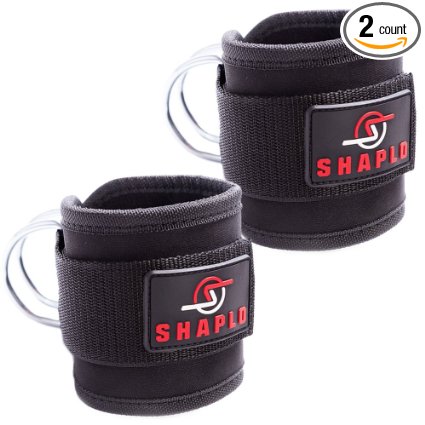 Shaplo High Quality Fitness Ankle Straps for Cable Machines ✦ Pair of 2 Ankle Cuff Straps ✦ Supports Ankles for More Effective Glute, Leg & Ab Exercises ✦ Adjustable Fit ✦ Choice of Premium Neoprene or Genuine Leather Construction