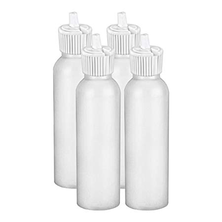 MoYo Natural Labs 4 oz Squirt Bottles, Squeezable Empty Travel Containers, BPA Free HDPE Plastic for Essential Oils and Liquids, Toiletry/Cosmetic Bottles (24-410) (Pack of 4, HDPE Translucent White)