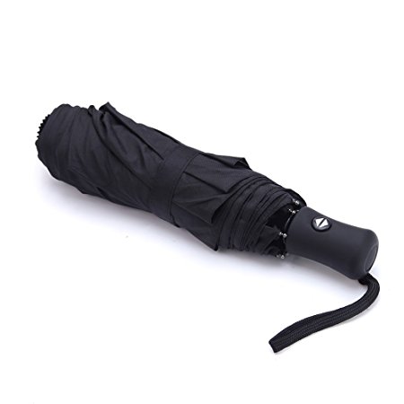 InaRock Black Umbrella Windproof Automatic Folding Travel Umbrella with Auto Open and Close for One Handed [ 1 Year Warranty]