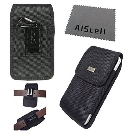 AIScell Extra Large Rugged Nylon Velcro Pouch Holster Fixed Belt ClipRing HookCleaning Cloth For Motorola Moto G 3rd Gen Fits PhoneHybrid kickstand Case  Dual Layer Armor Cover