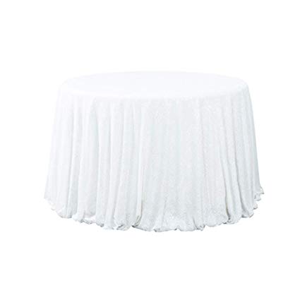 BalsaCircle TRLYC 108-Inch Round Sequin Tablecloth for Wedding Happy New Year-White