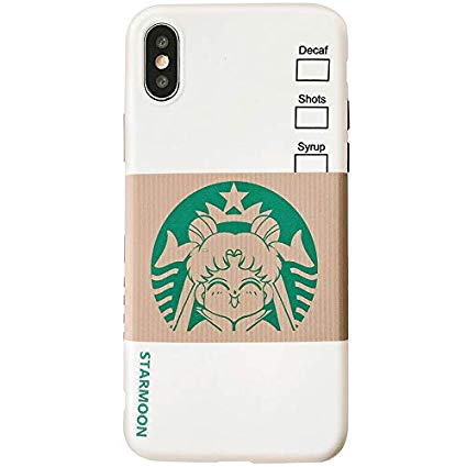 Slim Fit Smooth Soft TPU Sailor Moon Case for Apple iPhone X XS Green Coffee Starmoon Cartoon Protective Shockproof Cute Lovely Fun Unique Japanese Anime Manga Gift Little Girls Teens Kids