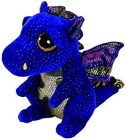 Ty 9" Saffire Medium Blue Dragon Beanie Boos Plush Stuffed Animal w/ Heart Tags